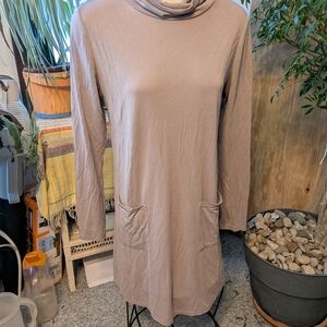 Lazy Sunday LS Turtleneck Rayon Knit Tshirt Dress Sz SM